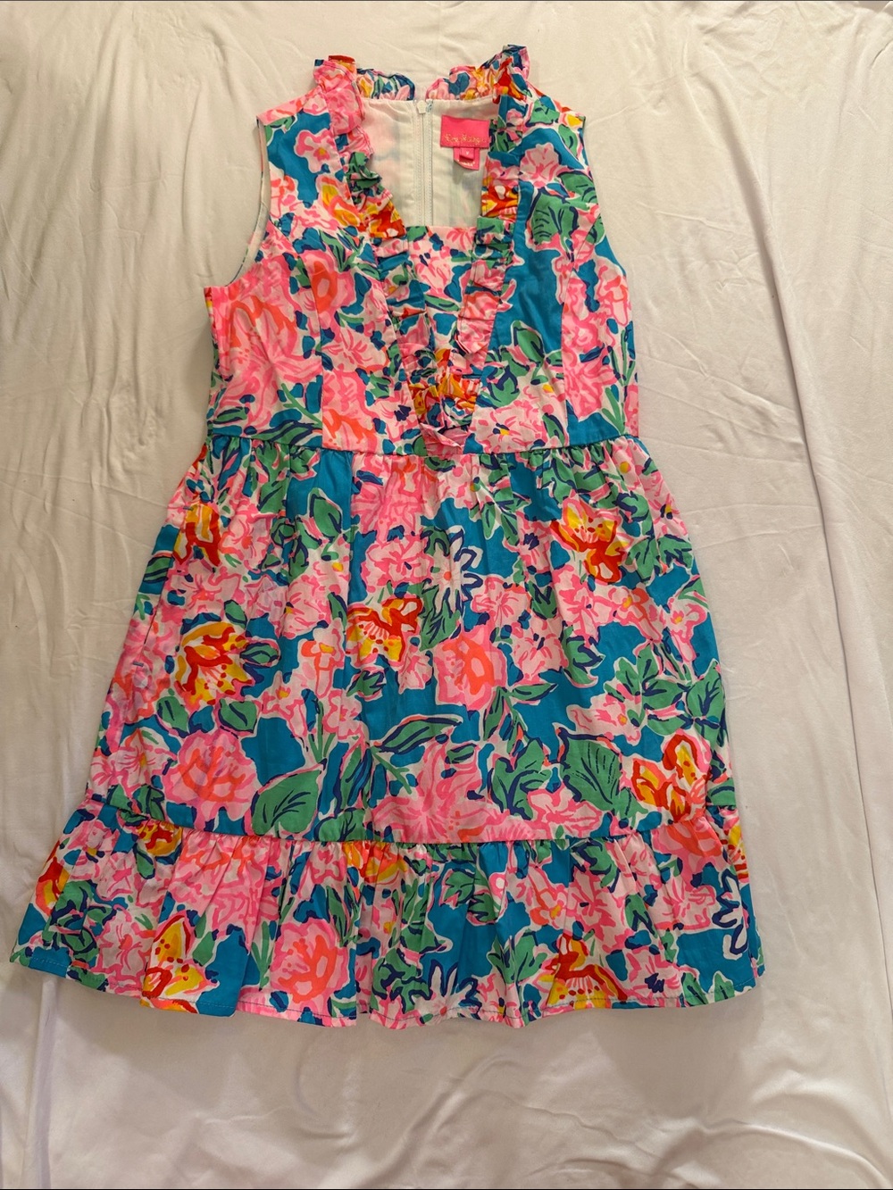 Lilly Pulitzer Teal & Pink Floral Ruffle Sundress